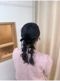 ツイン編みおろし　参列ヘア　イベントヘア