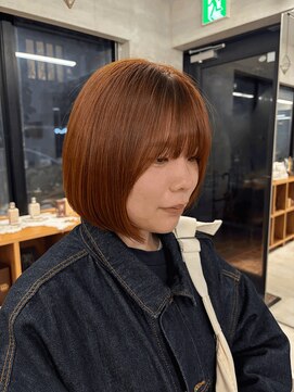 ナル(nalu.) 切りっぱなしボブ/ブリーチなしオレンジ/暖色カラー