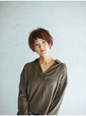 美髪小顔マニッシュショートボブネイビーカラー