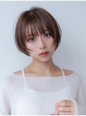 20代30代大人かわいい/グレージュカラー/ショートボブ/小顔/前髪