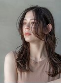 大人かわいい前髪セシルカットココアブラウンフリンジウェーブ