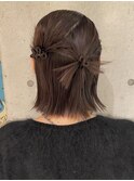 切りっぱなしボブエアリーロング美髪ピンクブラウン