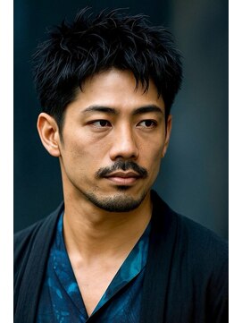 にもう サーフカール&ブルーブラック　フェザーパーマ サーフ