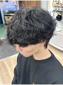 横浜西口マッシュニュアンスパーマフェザーショート緩め