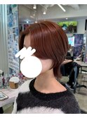 ウルフカット ブリーチなしダブルカラー オレンジベージュ 