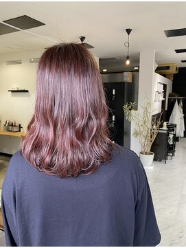 サンズヘアー(3’s hair) ＊cherry pink ×  ゆるふわコテ巻きミディアムスタイル＊