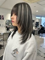 キング 京橋店(K!ng)&nbsp;レイヤーカットブリーチなしダブルカラーハッシュカット韓国
