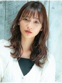束間バング愛されパーマ