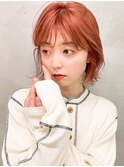 オレンジカラーコーラルオレンジ明るめカラーブリーチ
