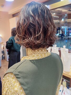モリオフロムロンドン 原宿本店(morio from London) 【morio原宿】大人ボブパーマ ゆるふわ コテ巻き風パーマ