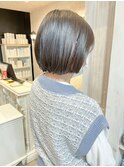 福山人気caaryナチュラルストレート縮毛矯正丸みショートボブ