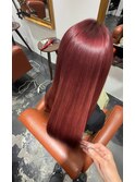 髪質改善カラー×ワインレッドブラウン【大阪梅田中崎町美容室】