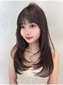 韓国ヘア ミディアムレイヤー  透け感カラー