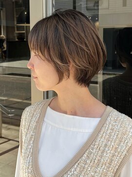 g r a i n canvas. 川崎/ショート/ボブ/髪質改善【グレイン】【5月1日～（予定）】 エアリーショート シャドウルーツ シアベージュ 窪田