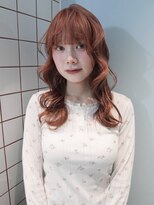 ローエ バイ デコ(Rohe by DECO)&nbsp;ピンクオレンジ/ぱっつん前髪/ブリーチ1回～