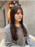 ◎ミディアムレイヤー/ミルクティーベージュ/韓国巻き/顔周り
