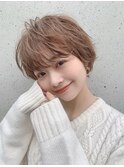 ショート/前髪/グレーベージュ×ブリーチなし/髪質改善[池袋]