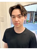 【白石】センターパート/毛流れパーマ/前髪立ち上げパーマ