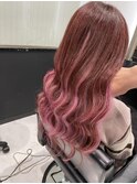 ピンクグラデーション×プルエクステ #しのだスペシャル