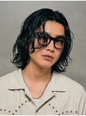 緩め波巻きスパイラルパーマセンターパートウルフサーフカール