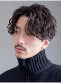 無造作パーマシャドウパーマウルフマッシュ黒髪メンズヘアカット