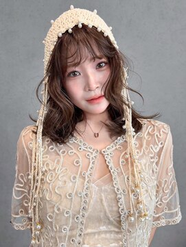 アルバム 池袋(ALBUM) おくれ毛オリーブベージュ顔周りレイヤーロング_F20679