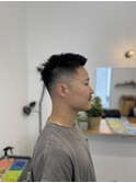 メンズフェードパーマアップバングベリーショートスパイキー