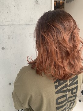 リアン(Lien) Lien☆バレイヤージュ×デザインカラー×アプリコットオレンジ