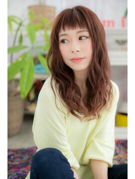 ミック 日暮里店(miq) オン眉ミルクティーピンクなみなみウェーブロングレイヤーa1