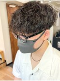 波巻きスパイラルツイストスパイラルパーマ刈り上げマッシュ
