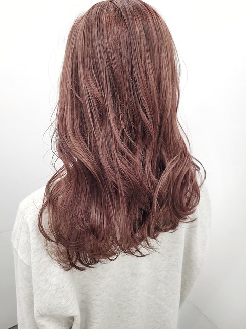 ピンクオレンジブラウン☆モテ髪ブリーチカラー大人可愛い巻き髪