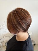 大人美人イメチェン大人丸みボブこなれヘアチェリーブラウン