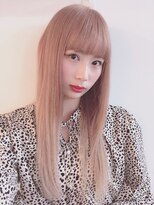 エストヘア 大宮店(est hair) 前髪ぱっつんロング/ミルクティーピンク/ブリーチオンカラー