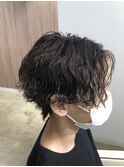 メンズパーマツイスパ波巻きスパイラルマッシュセンターパート