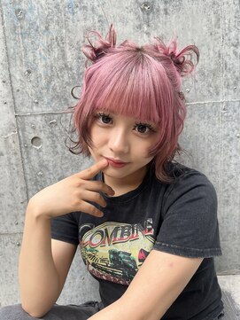 ティアム 渋谷店(Tiam shibuya) シアーカラー姫カットダークアッシュセミディピンクカラー