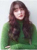 アンブレラカラーこなれミディイメチェンウェーブパーマ前髪