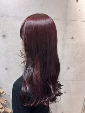 アチーブ ヘア デザイン(achieve hair design) ワインレッド×インナーカラーゆるふわウェーブロングスタイル