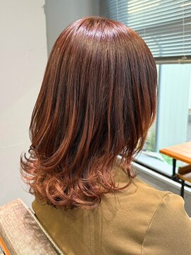 バブルス 所沢店(BUBBLES) ミディアム×オレンジベージュ