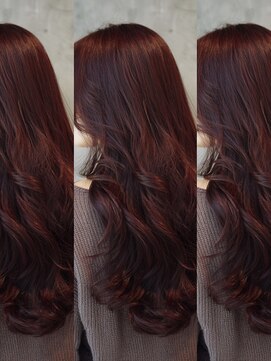 グラッジ 池袋(GLADGE) ボルドーレッド、ブリーチ、ダブルカラー