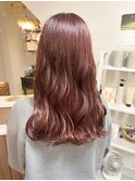 ブリーチなしダブルカラー 赤髪 チェリーレッド 長崎ロング