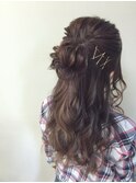 くるりんぱハーフアップ（ヘアセット）