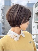 大人美人ショートハイライト透明感カラーイルミナカラー