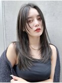 大人の色気溢れるレイヤー×ブリーチなしオリーブグレー
