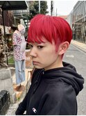 ショートヘア　レッドカラー　刈り上げ女子　高円寺