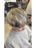 メンズマッシュカットブリーチデザインエンドホワイトカラー