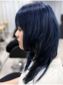 黒髪/グレーベージュ/レイヤーロング/前髪パーマ/上大岡