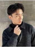 艶センターパートスパイキーショートブルーブラック韓国マッシュ