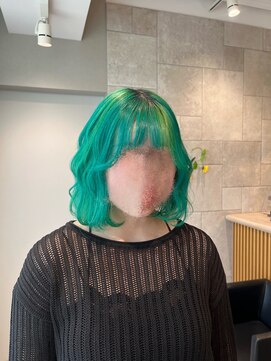 メロウバイケンジ(mellow by KENJE) ダブルカラー/ブリーチカラー/グリーンカラー/メッシュ