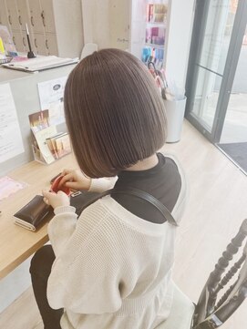 チェレ ブラン 堺東店(Chere brun) パッツとボブ艶ボブ×ショートボブ×髪質改善オリーブベージュ
