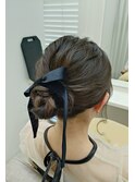 リボンお団子アップ
